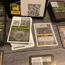 Load image into Gallery viewer, A hero card with a QR code on the back and the name of the hero, type, and strength in braille on the front.