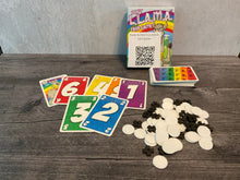 Load image into Gallery viewer, The game with replacement tokens for the black tokens. All the cards have transparent braille on them.