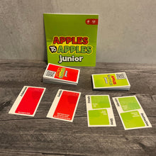 Load image into Gallery viewer, Apples to apple cards with QR code stickers on the back. The QR codes lead to the full text of the cards.