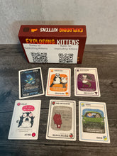 Load image into Gallery viewer, Imploding kittens, with the 6 types of added cards shown including feral cat, imploding kitten, targeted attack and more