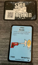 Load image into Gallery viewer, An example treasure card. QR codes are on the back with the full text of the card and the card's name is on the front in braille