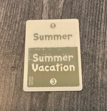 Load image into Gallery viewer, A grey card with Summer and summer vacation on it.
