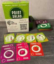 Load image into Gallery viewer, Point Salad in braille showing the fronts and backs of some cards