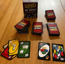 Load image into Gallery viewer, Wide shot of Uno No Mercy with braille on cards.