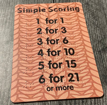 Load image into Gallery viewer, Close up on the scoring reference card.