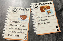 Load image into Gallery viewer, Close up on the notebook shaped cards. They have braille on them and describe how the card functions.