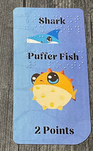 Load image into Gallery viewer, A close up of the shark and puffer fish cards