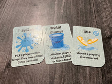 Load image into Gallery viewer, Some of the action cards shown close up. They have both print and braille on them.