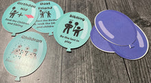 Load image into Gallery viewer, Close up on the balloon shaped role cards.