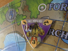 Load image into Gallery viewer, Close up on the replacement monster token with a heart token on it to keep track of health.