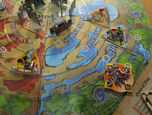 Load image into Gallery viewer, Picture of the gameboard with some components from the Dark Titan Expansion including the dark titan Arganok himself.
