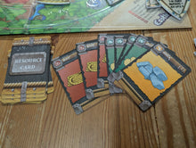 Load image into Gallery viewer, Picture of the resources cards from the Engines of War Expansion. All the cards have braille on them.