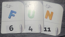 Load image into Gallery viewer, 3 cards spelling out the word FUN