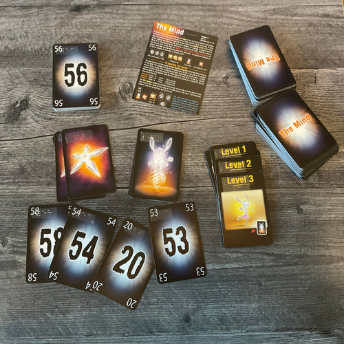 The cards to the mind are laid out. Transparent braille is on all the different types of cards.