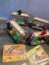 Load image into Gallery viewer, A picture of the brailed scene cards and the train setup.
