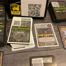 Load image into Gallery viewer, A hero card with a QR code on the back and the name of the hero, type, and strength in braille on the front.
