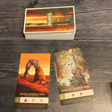 Load image into Gallery viewer, The parks deck with 2 parks face up in front of it. the name of both parks are in braille along with the type of landscape
