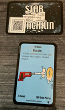 Load image into Gallery viewer, An example treasure card. QR codes are on the back with the full text of the card and the card's name is on the front in braille
