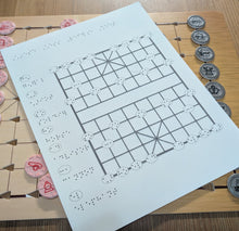 Load image into Gallery viewer, Picture of the swellform layout sheet that comes with the game to aid with setup.
